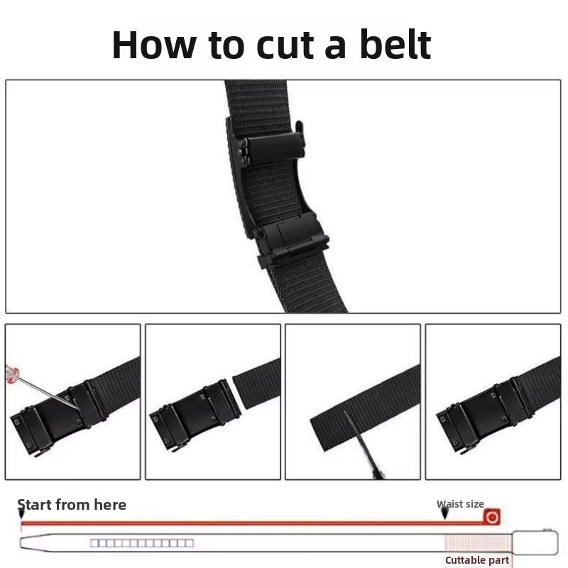 Ceinture de mode coréenne pour hommes, ceinture en toile et nylon de couleur unie avec boucle automatique, ceinture en nylon de qualité supérieure pour l'extérieur et l'entraînement militaire