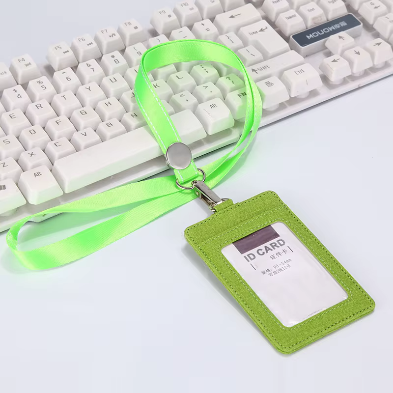 Porte-badge en cuir avec lanières pour hommes et femmes