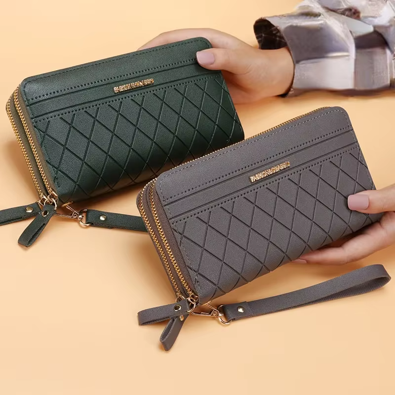 Portefeuille Long pour femmes, porte-monnaie à pompon, porte-cartes, pochette en cuir Pu, sac d'argent, portefeuille en cuir Pu