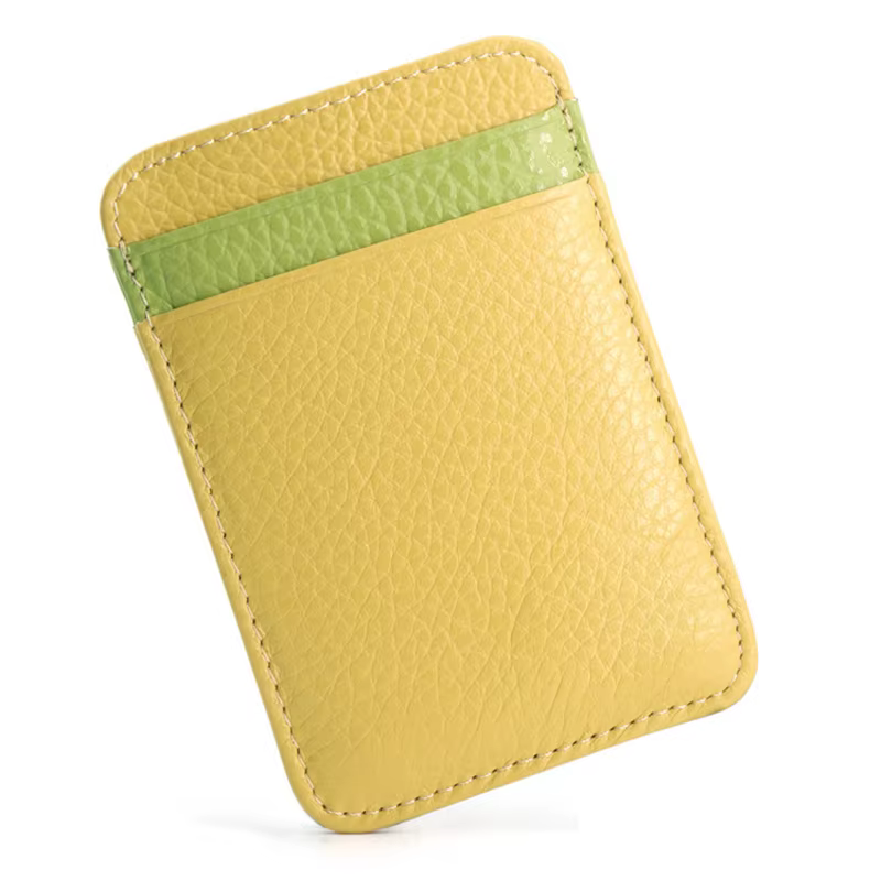 Mini portefeuille 100 % cuir véritable pour hommes – Porte-cartes de crédit/Bus fin avec poche pour identification