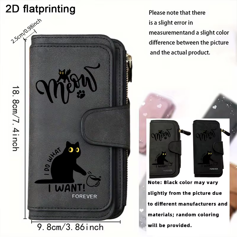 Portefeuille long pour femme Black Cat avec plusieurs emplacements pour cartes