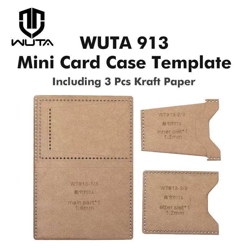 WUTA-Mini porte-cartes en papier kraft, modèle horizontal simple, portefeuille en cuir, ensemble de motifs, outils de bricolage, 913