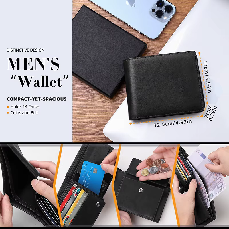 Portefeuilles pour hommes portefeuille mince multifonctionnel avec blocage RFID avec 15 porte-cartes de crédit