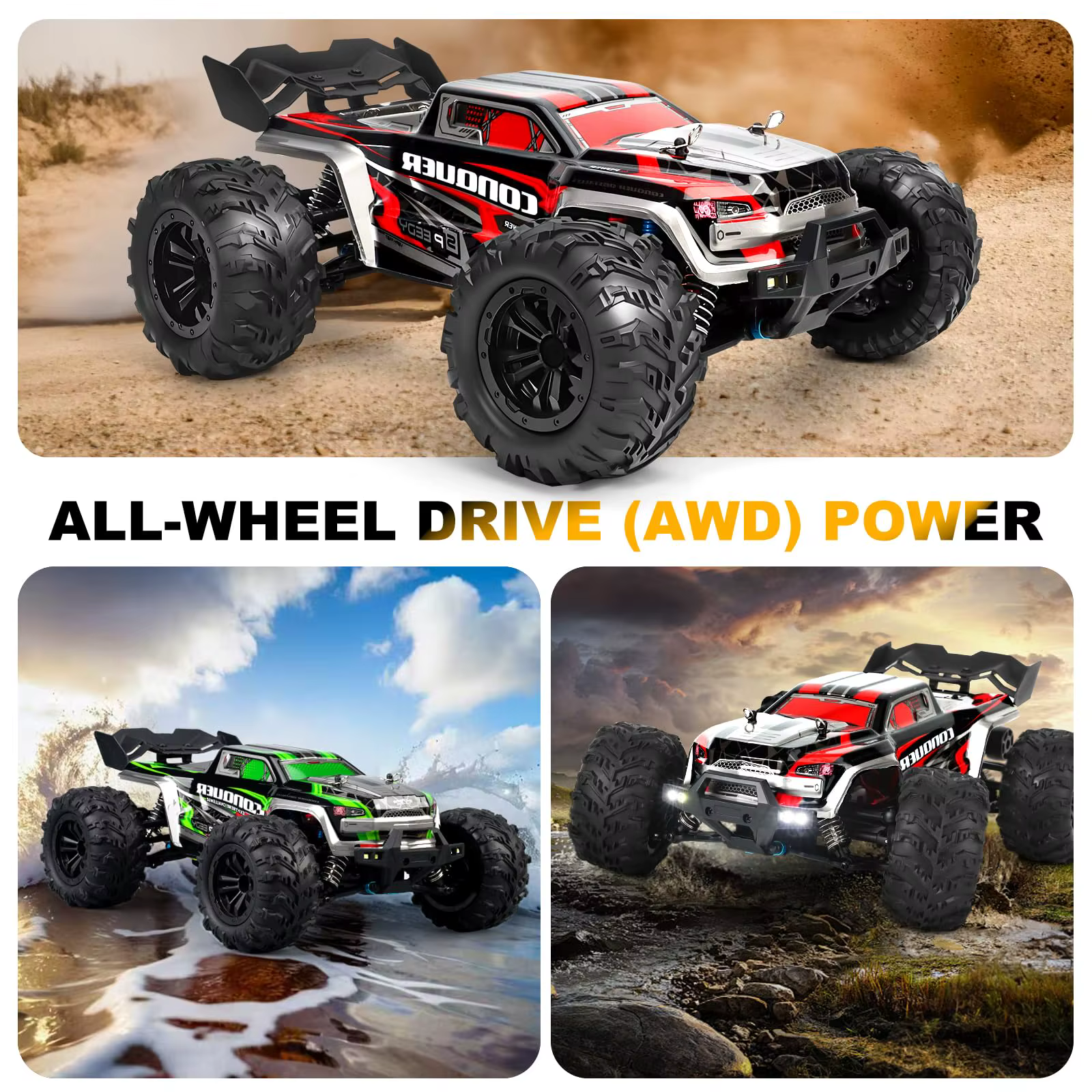Voiture RC pour adultes 16102, 50 km/h, haute vitesse, 4x4, tout-terrain, camion télécommandé, 2,4 G, véhicule électrique tout-terrain, jouet, cadeau, 1:16