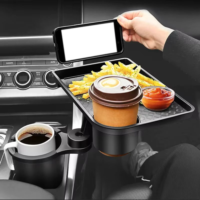 Plateau porte-gobelet universel pour voiture, avec double porte-gobelet, Table organisée, plateau alimentaire pour voiture, support de boisson Portable et réglable