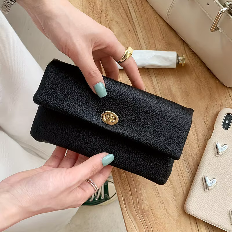 Portefeuille noir exquis pour femmes