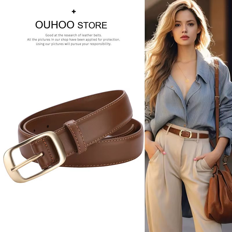 Nouvelle ceinture en cuir de vachette pour femme
