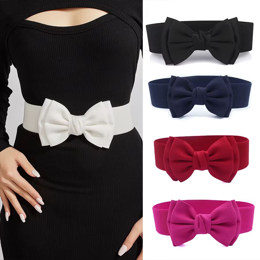 Ceinture élastique à gros nœud pour femmes