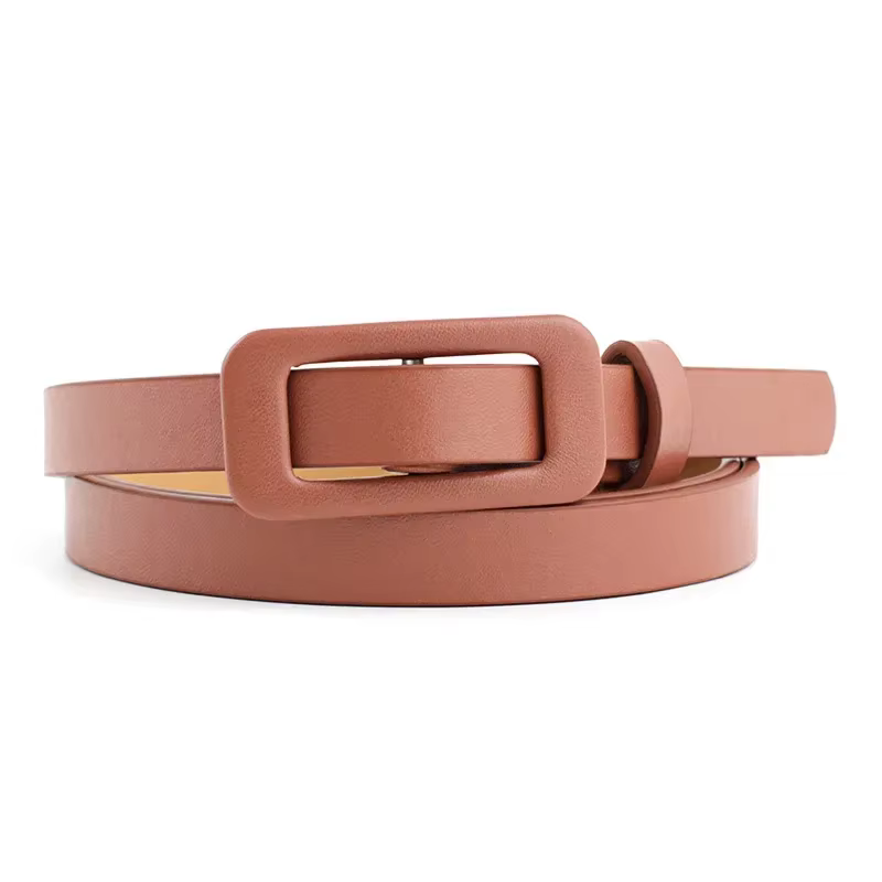 Ceinture fine et fine en cuir Pu pour femmes, nouvelle boucle carrée sans trous, noir/blanc/rouge/rose, à la mode, pour décoration de robe en jean