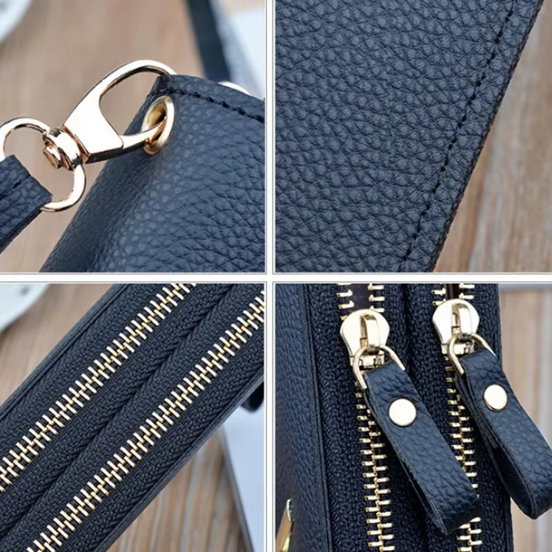Portefeuille Long pour femmes, porte-monnaie à pompon, porte-cartes, pochette en cuir Pu, sac d'argent, portefeuille en cuir Pu