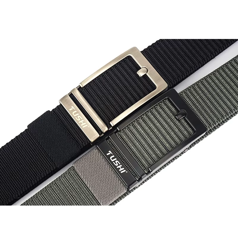 KOLBER Ceinture Décontractée Épaisse Pour Hommes Métal Boucle Automatique Souple Véritable Nylon
