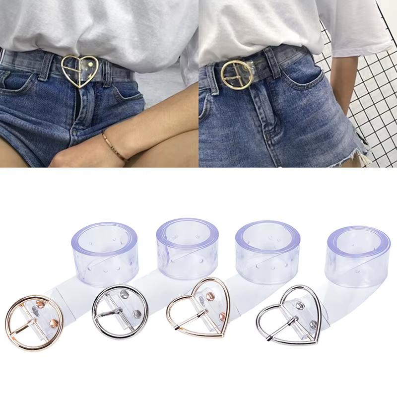 Ceinture Longue Transparente pour Femme, Broche en Forme de Cœur, Cadeau