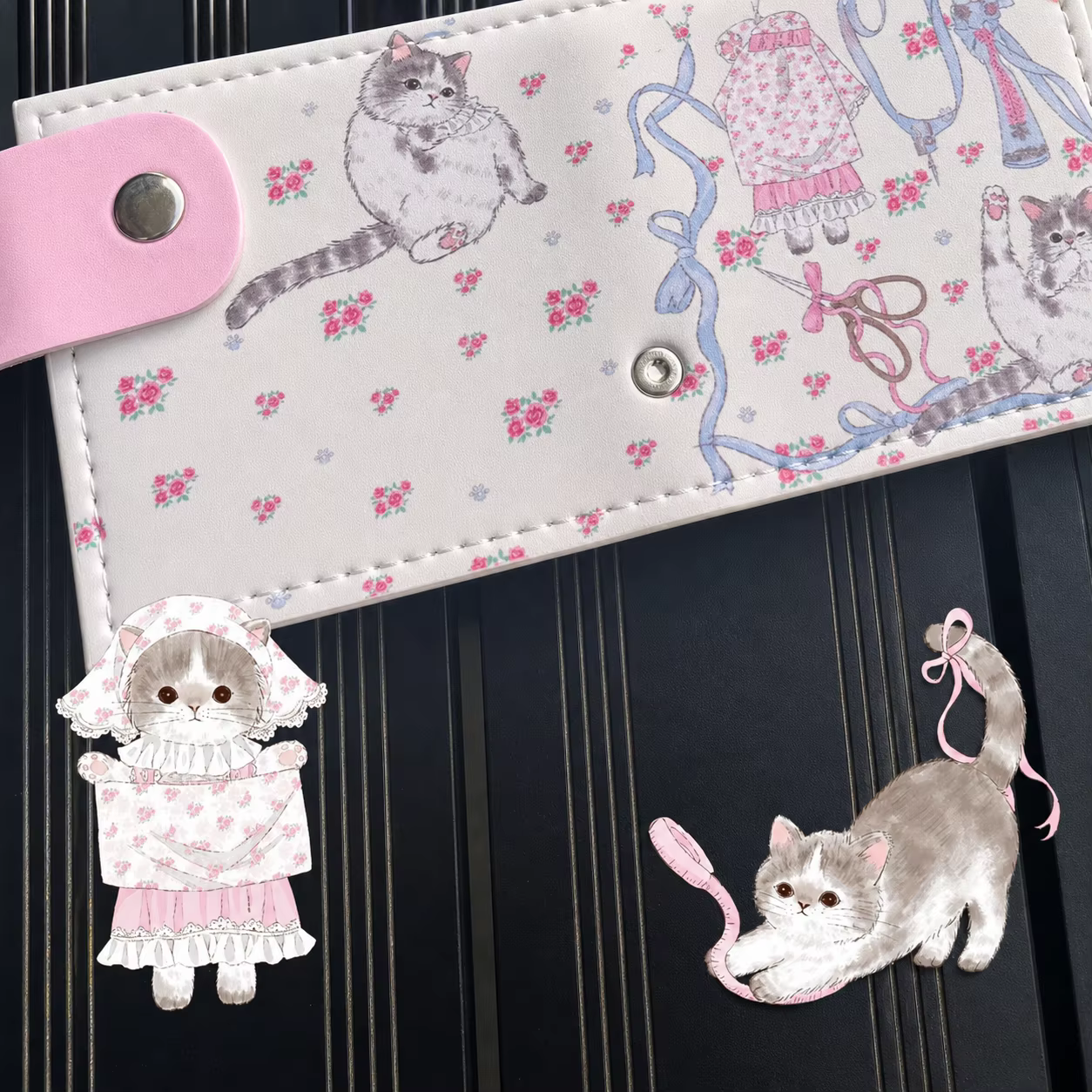 Portefeuille pour cartes en cuir Pu, écologique, imprimé de dessins animés, porte-cartes avec blocage Rfid, grande capacité, pour les voyages et les rendez-vous