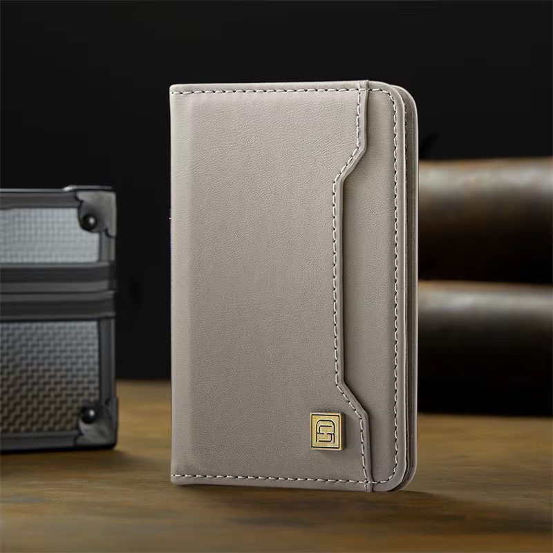 Portefeuille magnétique puissant en cuir de qualité supérieure pour hommes, porte-monnaie, porte-cartes, Mini portefeuille pliable pour iPhone Samsung Android