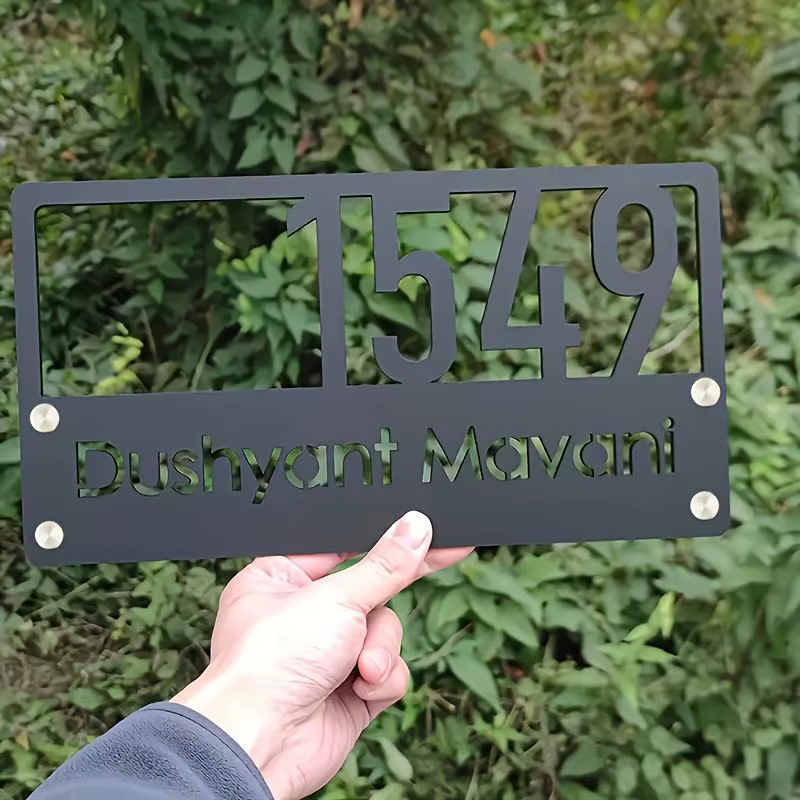 Plaque murale personnalisée minimaliste industrielle creuse pour porte, idéale pour appartement, villa, studio, bar, maison, hôtel – Plaque d'identification
