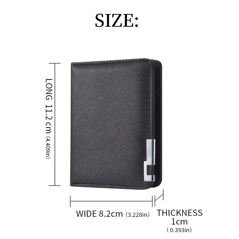 Portefeuille mince de style business en simili cuir noir avec plusieurs emplacements pour cartes de crédit et