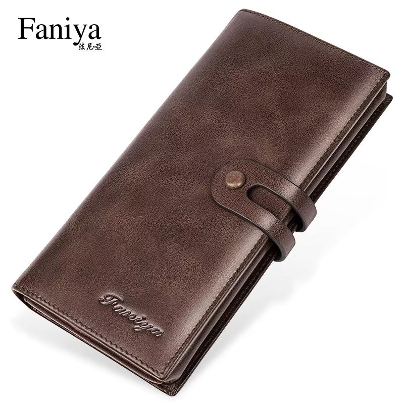 Portefeuille long nouveau porte-cartes en peau de vache de grande capacité portefeuille pour hommes