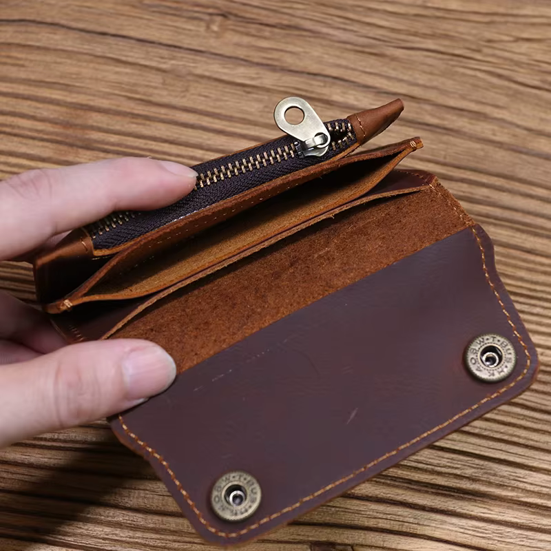 100% portefeuille en cuir véritable pour hommes marque masculine Vintage fait à la main court petit porte-monnaie