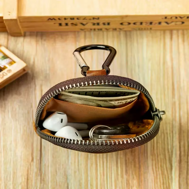Mini porte-monnaie en cuir véritable