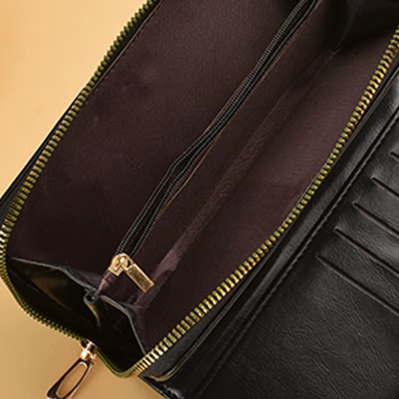 Vintage 2025 femmes portefeuille grande capacité Multi fentes pour cartes sac à main monnaie poche couleur unie sac
