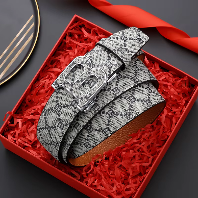 Ceinture en cuir classique à imprimé B pour homme