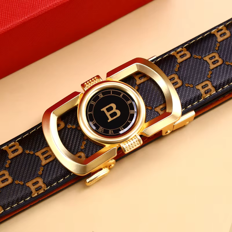 Ceinture en cuir PU pour hommes avec boucle en alliage automatique