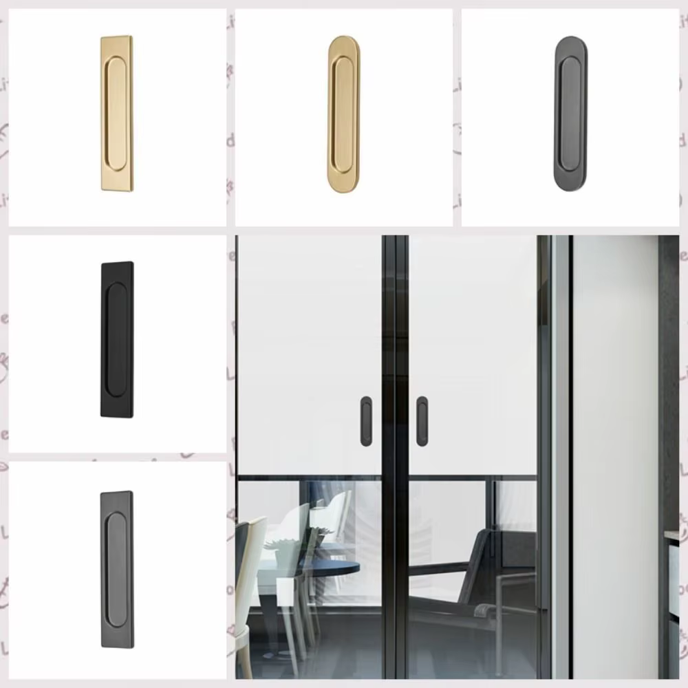 Poignée auto-adhésive sans perçage en alliage d'aluminium noir/gris/doré pour porte coulissante, bouton de porte vitrée double face pour meubles