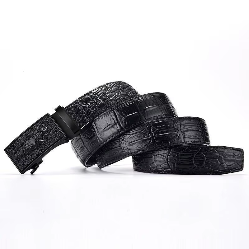 Ceinture en cuir véritable pour homme, ceinture de luxe de qualité supérieure, marque célèbre, boucle automatique, motif Crocodile, ZD2137