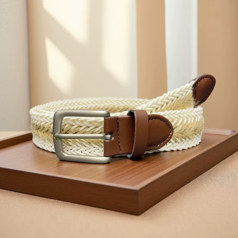 Ceinture Tressée Rétro Tendance et Élégante avec Boucle à Broche Sans Perçage