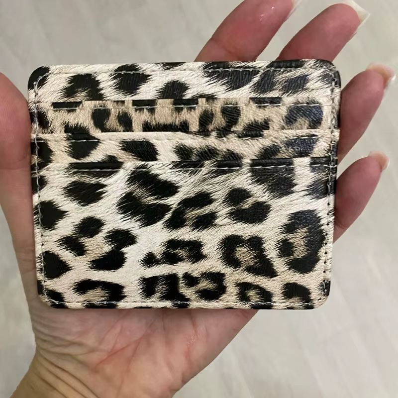 Porte-cartes imprimé léopard pour femmes