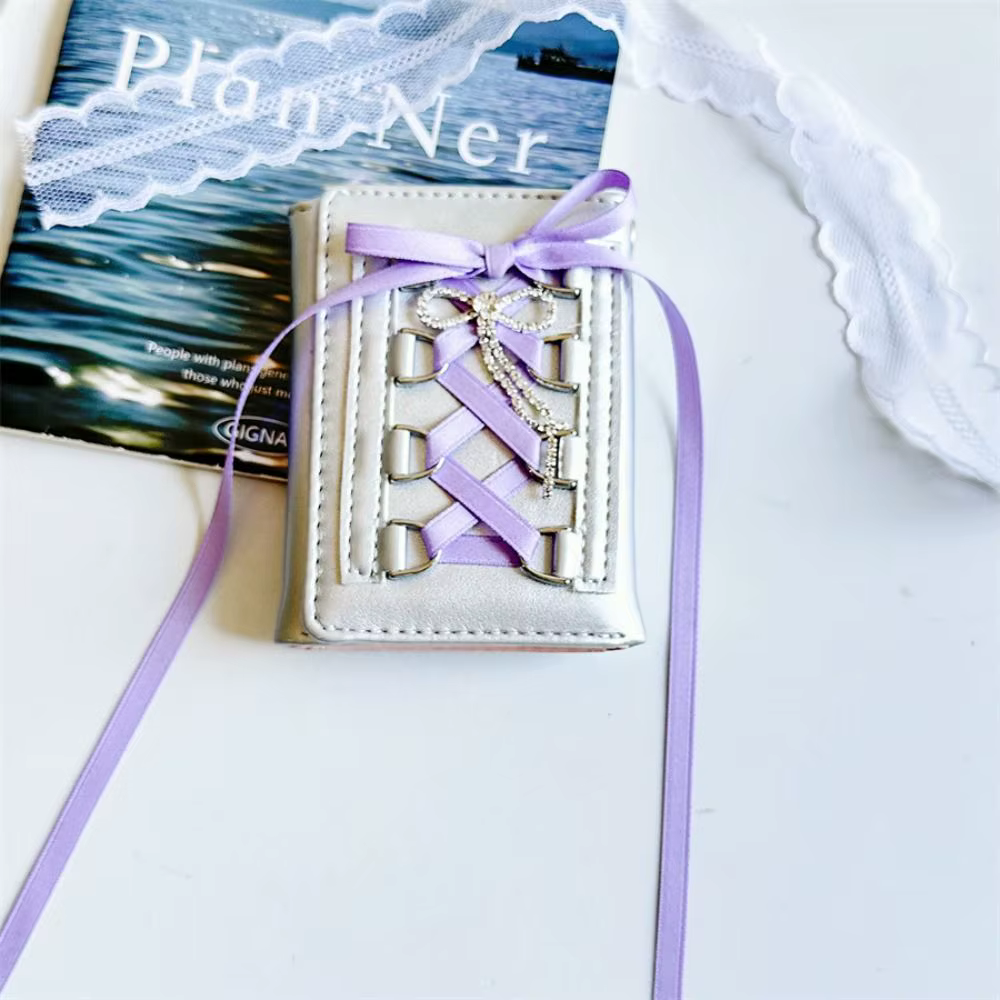 Portefeuille en argent doux Y2K pour femmes et filles