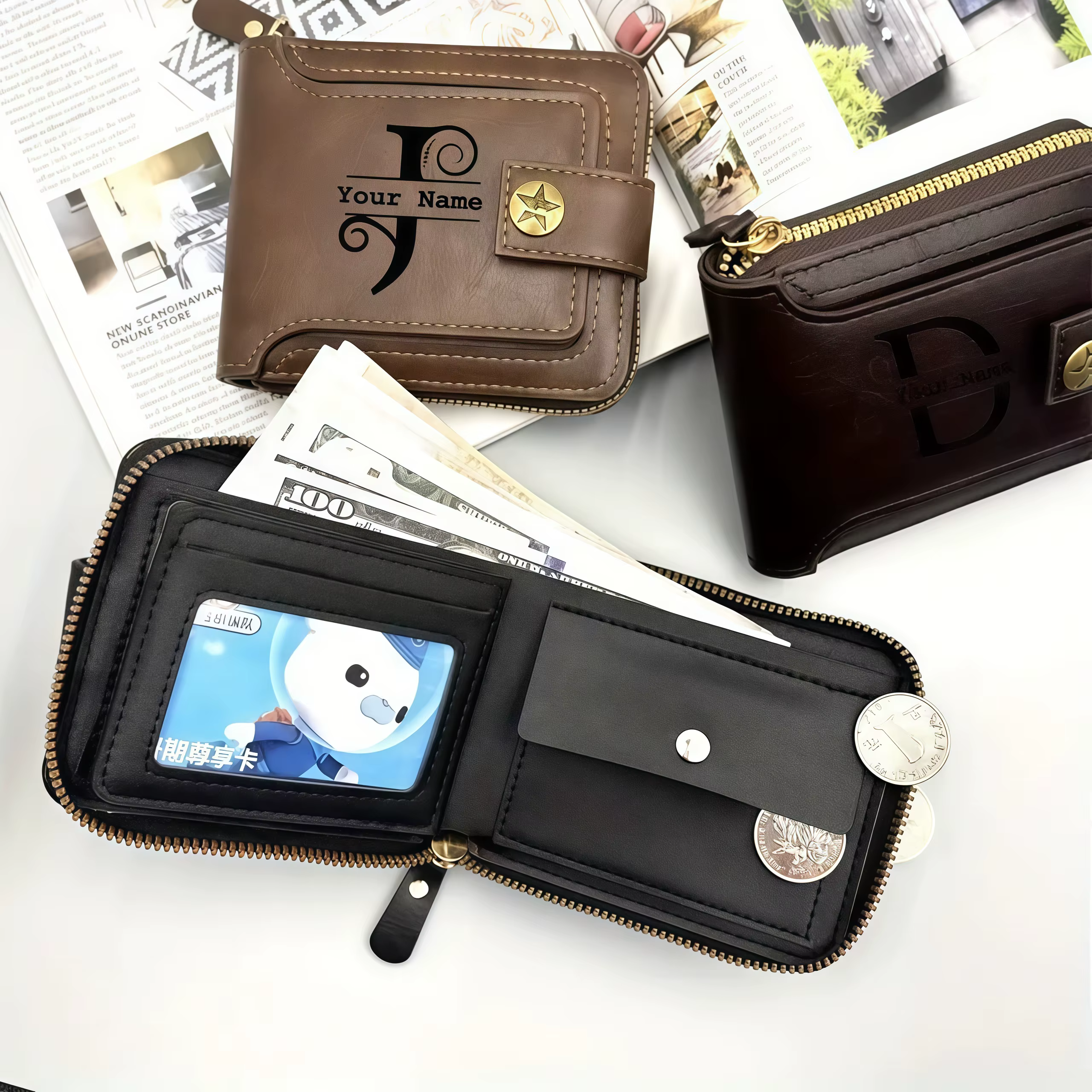 Portefeuille personnalisé pour homme avec nom