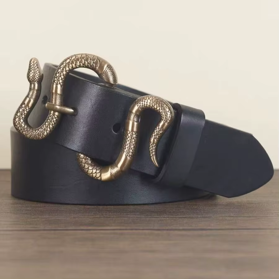 Ceinture en PU à boucle serpent rétro