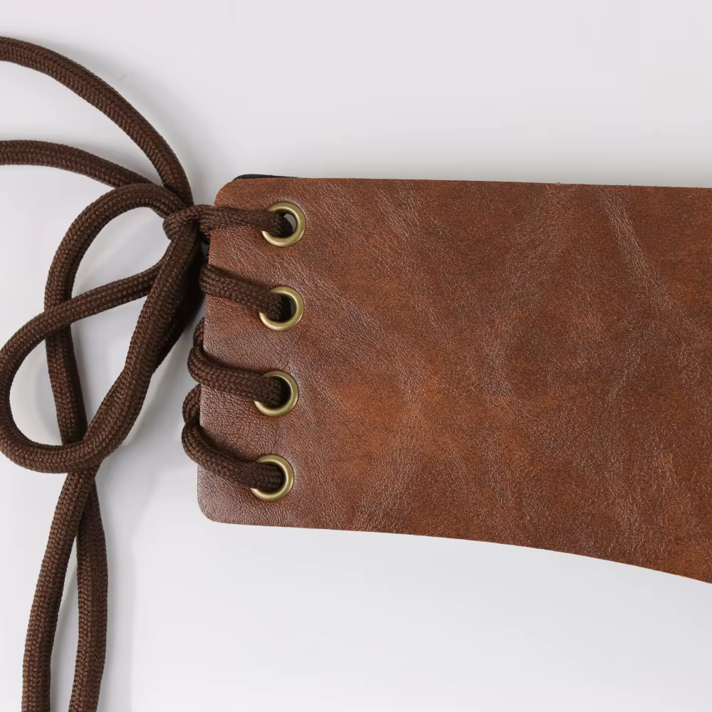 Ceinture en cuir PU marron rétro
