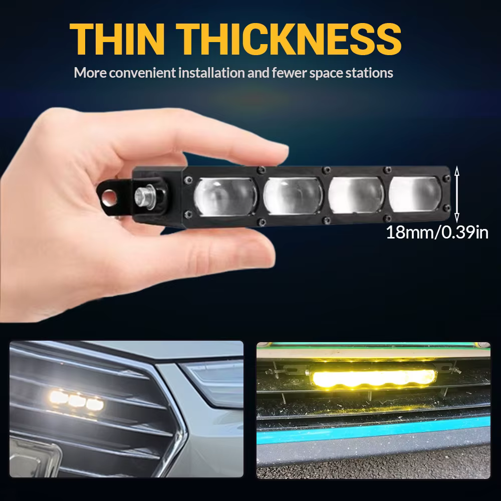 Barre LED fine pour voiture 12V 24V, phares longue portée, projecteurs LED, feux de croisement/route, feux antibrouillard auxiliaires pour véhicules 4x4 tout-terrain, grille