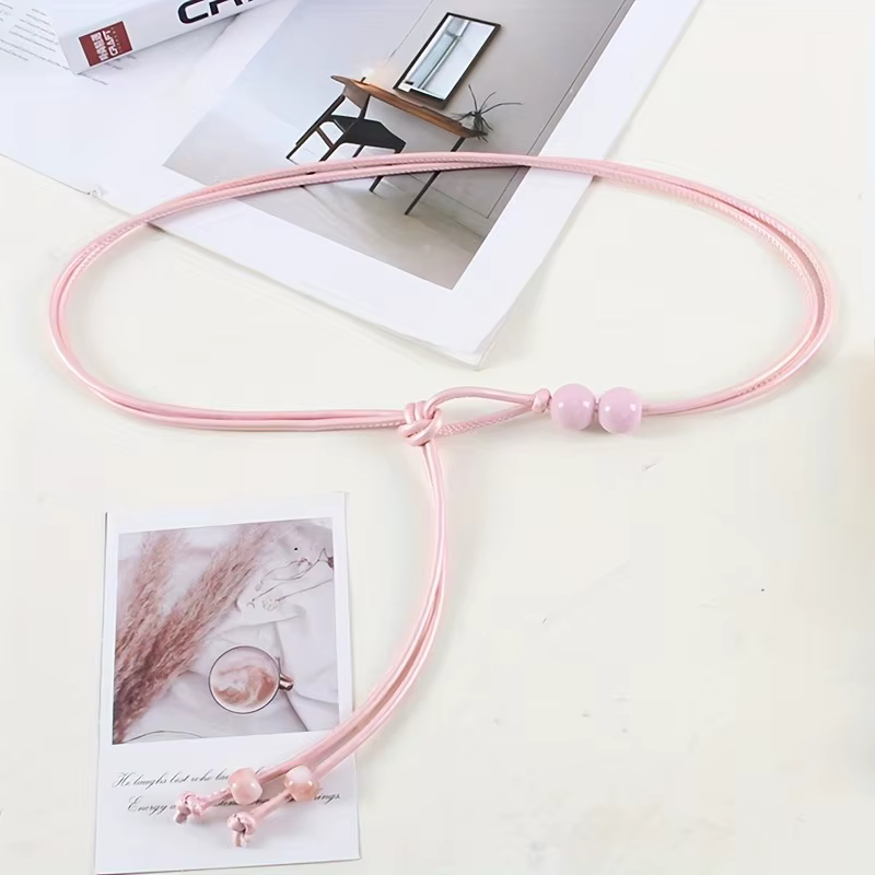 Ceinture fine réglable pour femmes, 1 pièce, avec Accents de perles brunes, cintré à la taille pour robes, chemises, vestes, rehausseur de Style jour à nuit