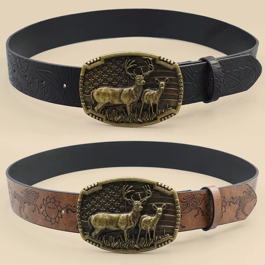 Ceinture Western Cowboy Street Style – Motif Animal sculpté