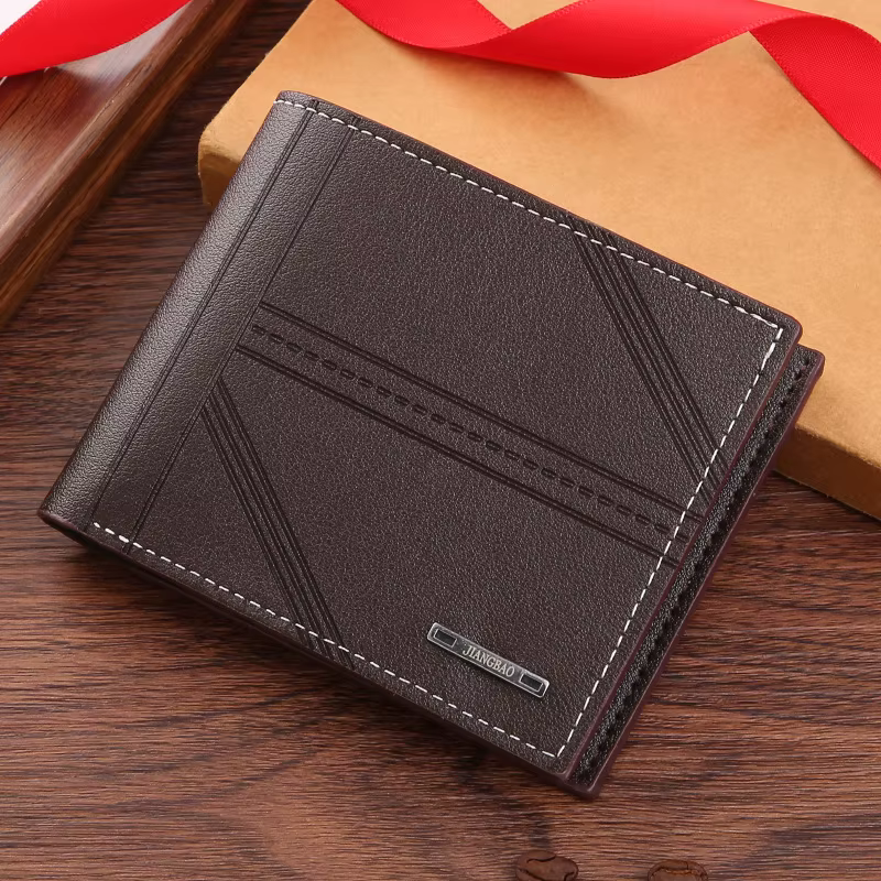 Portefeuille court en cuir souple pour hommes