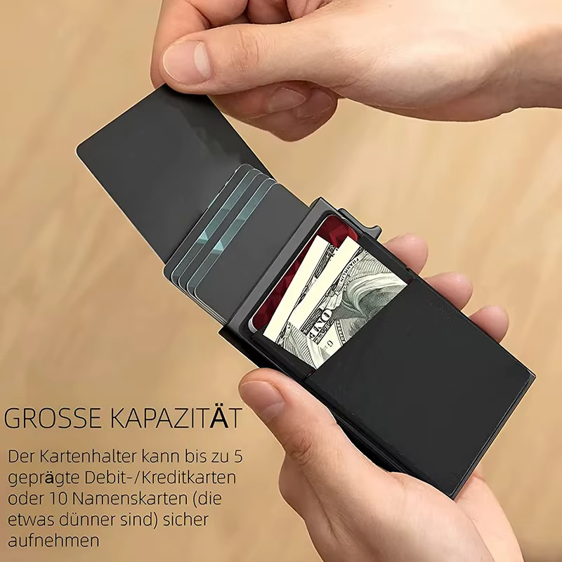 Porte-cartes pour hommes Portefeuille en aluminium ultra-fin avec protection RFID et compartiment pour pièces de monnaie