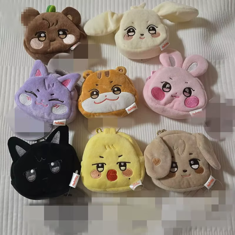 Porte-monnaie de dessin animé neutre voyage décontracté quotidien léger en peluche sac de rangement intérieur pour ATEEZ Kang Hyuk Chang Seul Ki