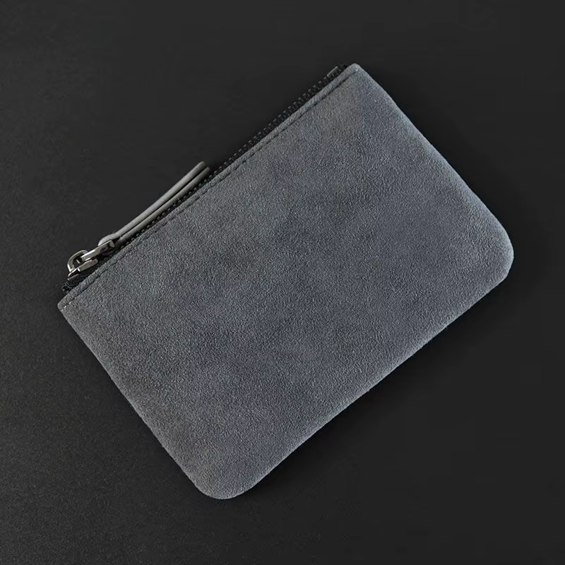 Mini Portefeuille en Cuir Simple et Portable Petit Porte-Monnaie à Fermeture Éclair Rétro pour Hommes et Femmes Porte-Cartes de Crédit Fin