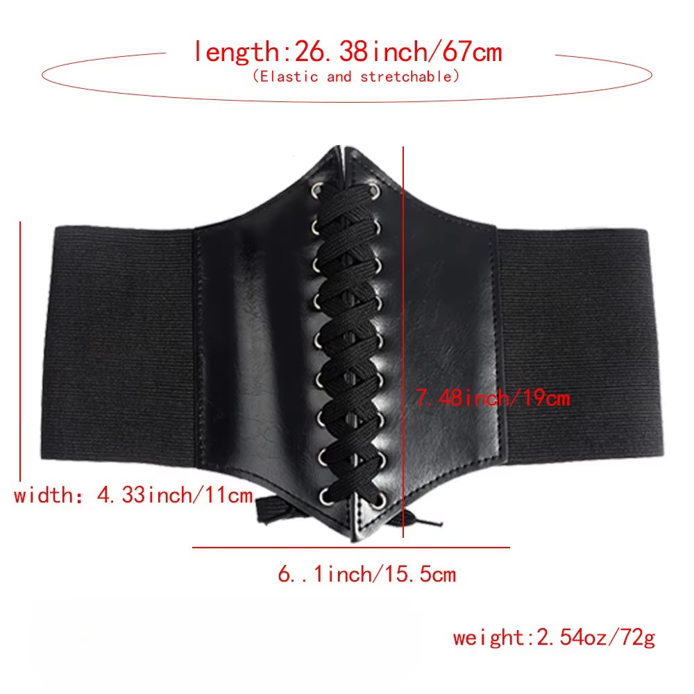 Ceinture en cuir PU pour femmes, taille élastique brodée de fleurs, à lacets, Corset Vintage, large ceinture noire pour filles
