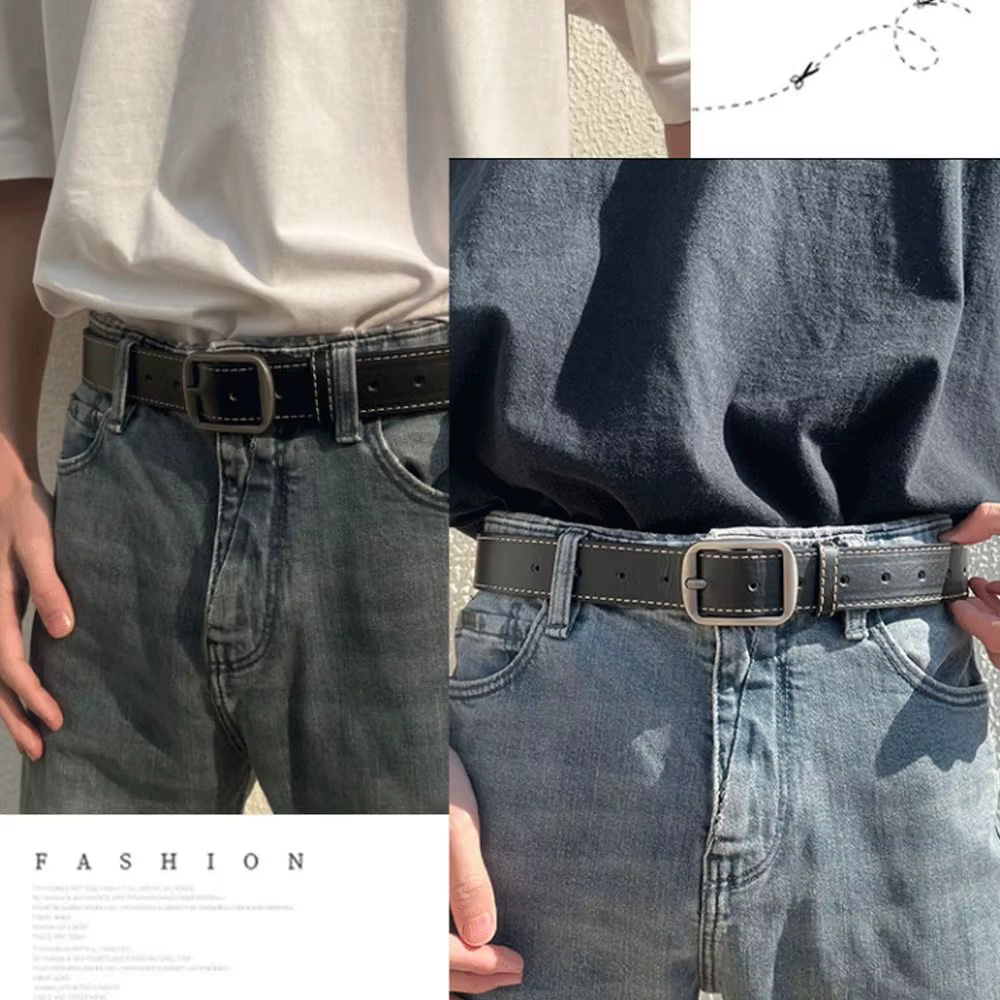 Ceinture en cuir pour hommes boucle ardillon jean