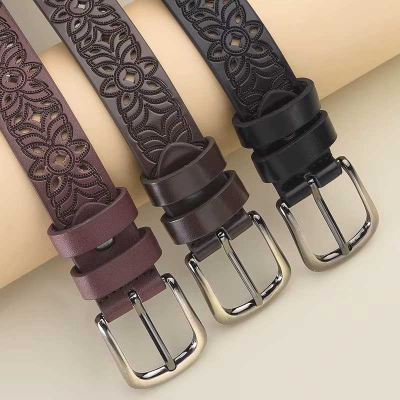Ceinture de luxe légère à fleurs creuses rétro pour femmes