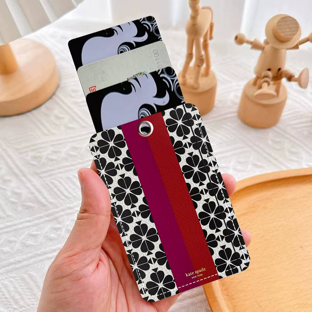 Porte-cartes d'accès en PU style fleur K-Kate-SpadeS avec porte-clés - Protection exécutive pour cartes bancaires