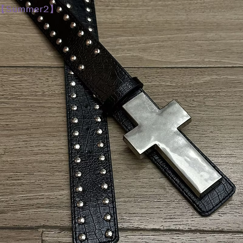 【Xia2】Ceinture Punk à Clous Croisés pour Hommes et Femmes