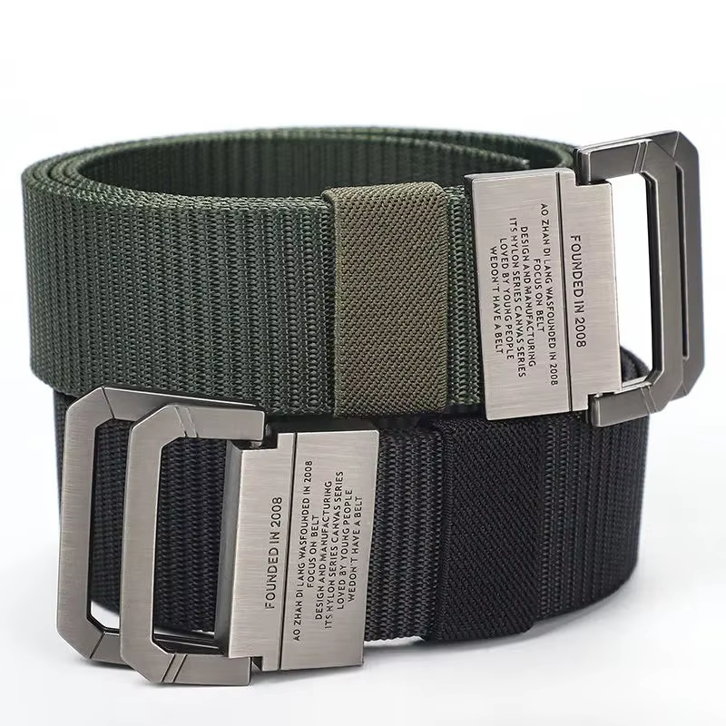 Ceinture de sport décontractée pour hommes et femmes – Boucle métallique automatique, sangle en toile et nylon, idéale pour les étudiants et l'extérieur