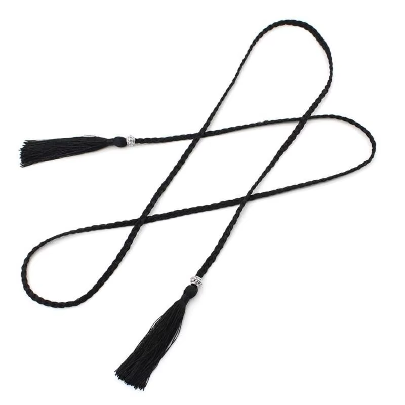 39BD – ceinture taille bohème pour femmes, glands délicats, décorations tressées pour robe d'été, ceinture taille