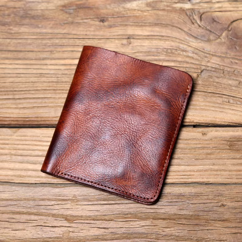 NZPJ-Portefeuille en cuir rétro pour hommes et femmes, porte-monnaie ultra-fin, couche supérieure en cuir de vachette, pince à documents verticale, court, jeune