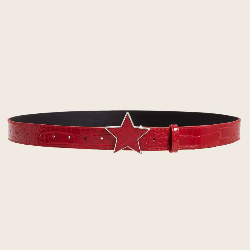 Étoiles rouges nouvelles dames ceinture mode personnalité Rivets Punk jean accessoires polyvalent décontracté étudiant